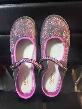 J Sport by Jambu Mary Jane Shoes Womens 8.5 Pink Black All Terra Traction